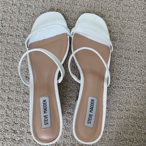 Steve Madden Block Heel White Sandals